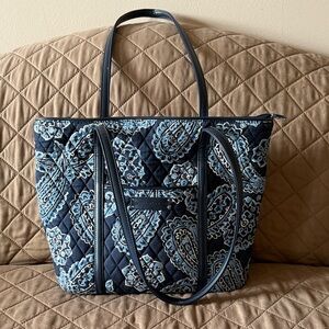 Vera Bradley Navy and Light Blue Paisley Quilted Tote